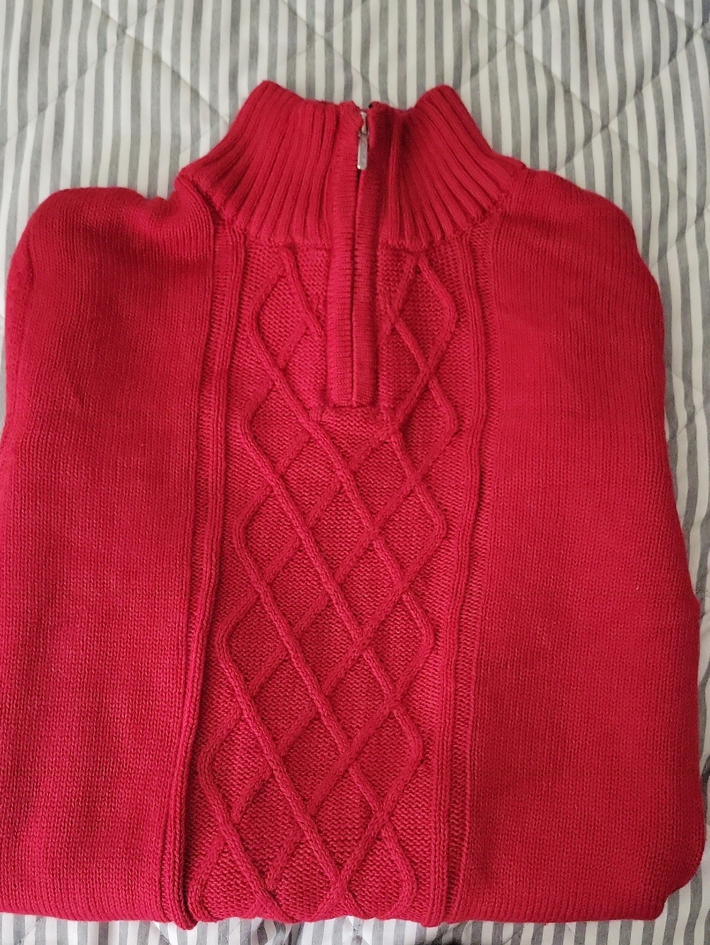 Boy’s Red Cable-Knit Half-Zip Sweater